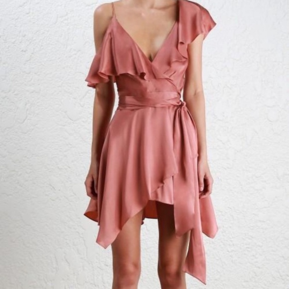 Zimmerman Asymmetrical Sueded Silk Wrap Dress